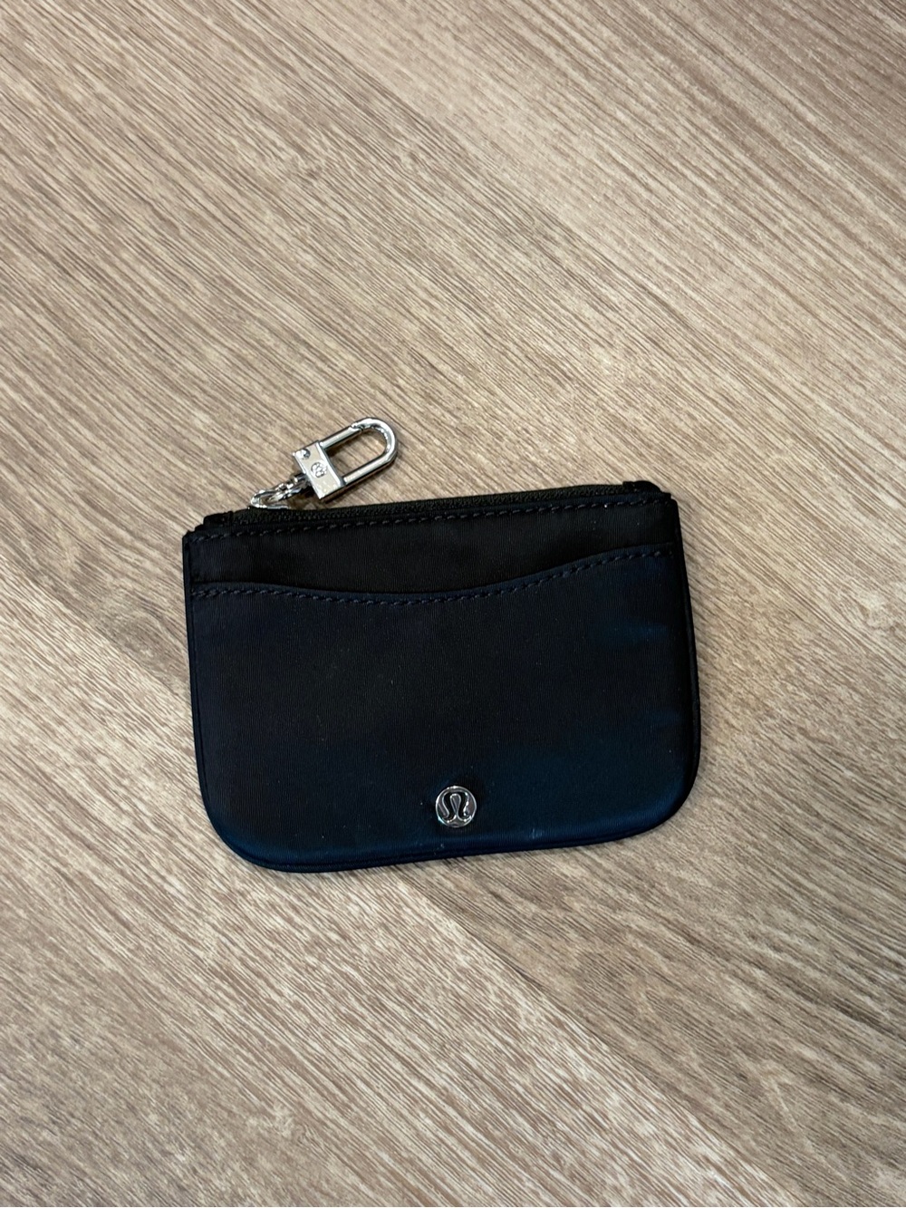 lululemon athletica Black Card Pouch with Silver Key Clip